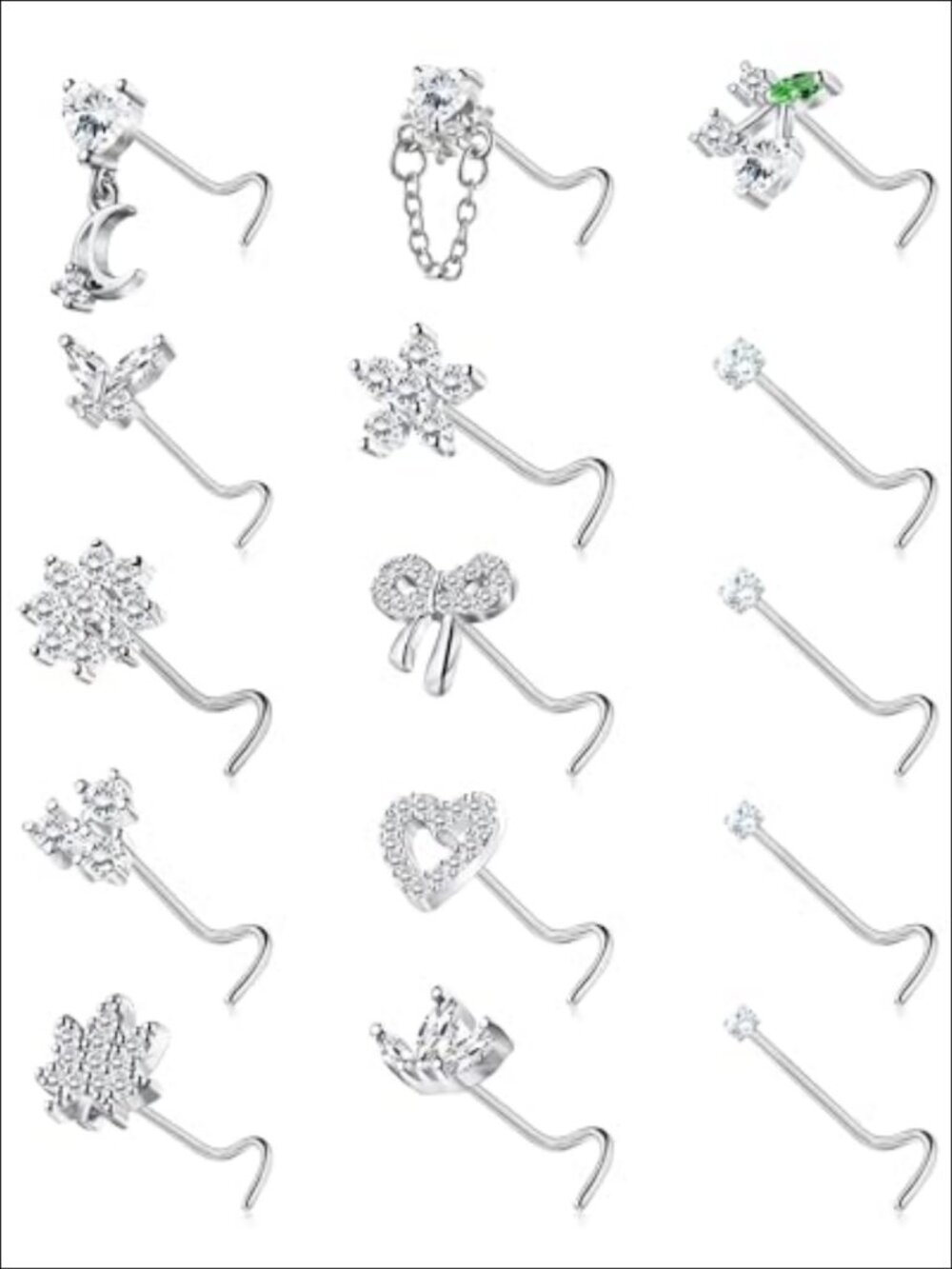20G Surgical Stainless Steel Gold Plated Corkscrew Nose Rings Body Piercing
